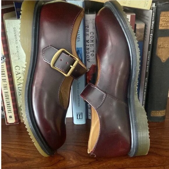 Dr. Marten Corin Mary Jane Shoes Burgundy Rub Off Leather Women’s Size 5 - Picture 8 of 12